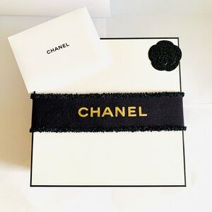 Chanel 2025 Holiday Gift Box w Camellia Navy Ribbon Card Envelope Luxury